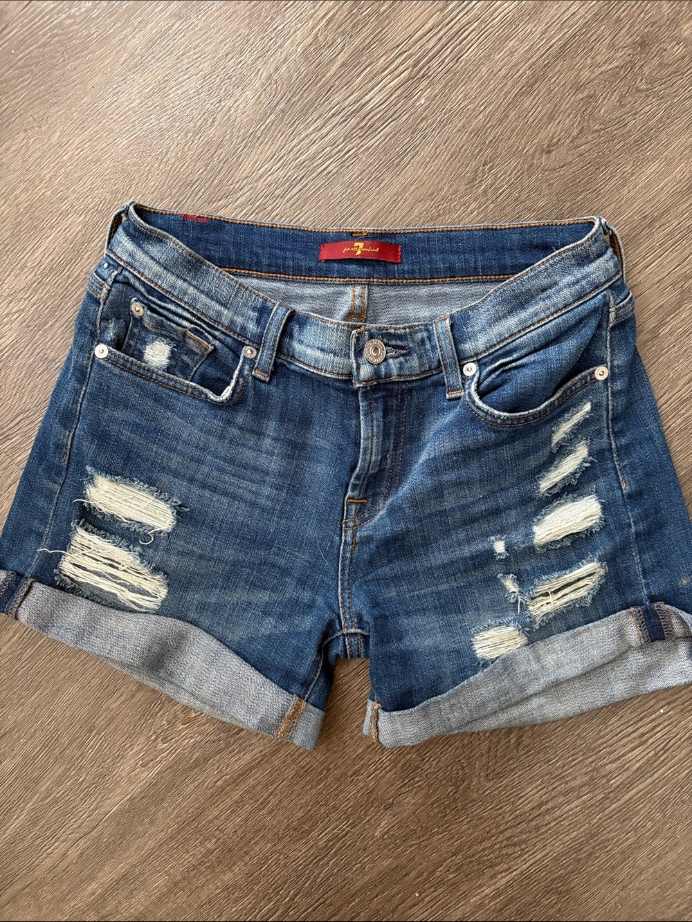 7 For All Mankind Distressed Cuffed Shorts